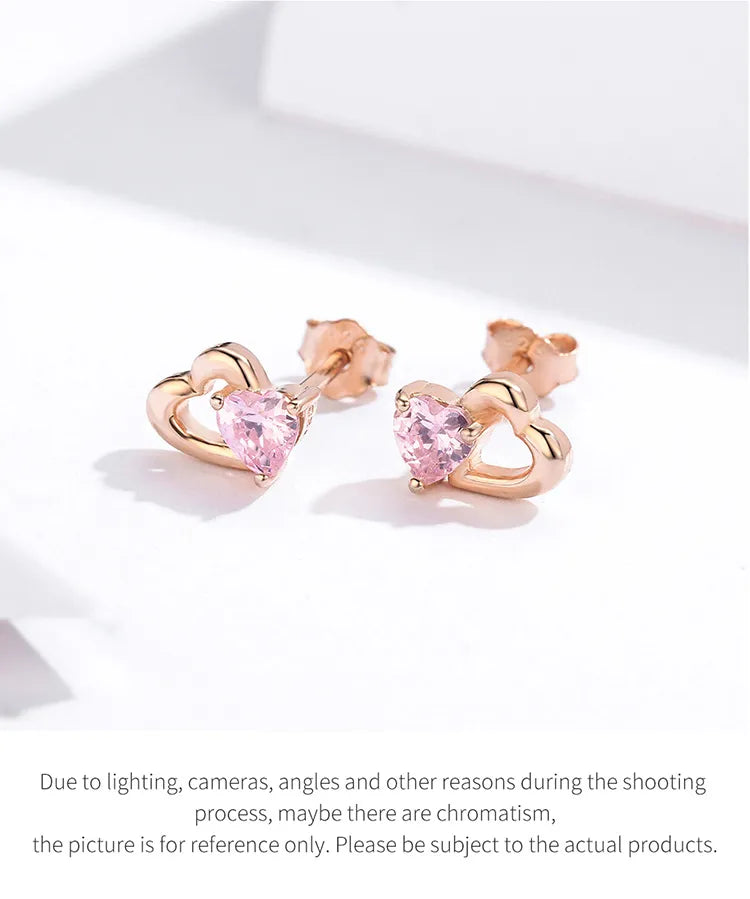 Silver Earrings Double Heart