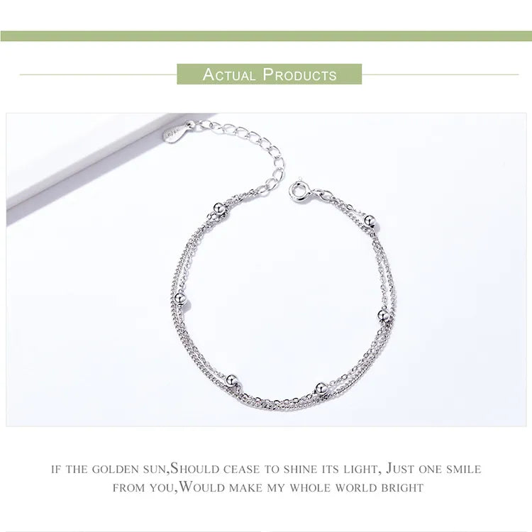 Double Chain Bracelet with Round Beads