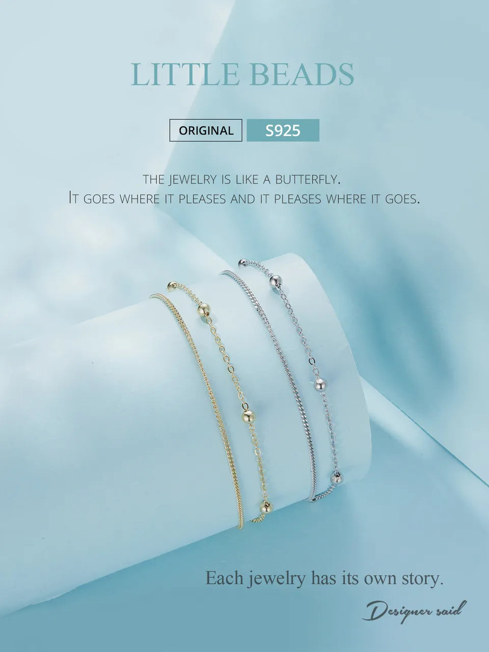 Double Chain Bracelet with Round Beads