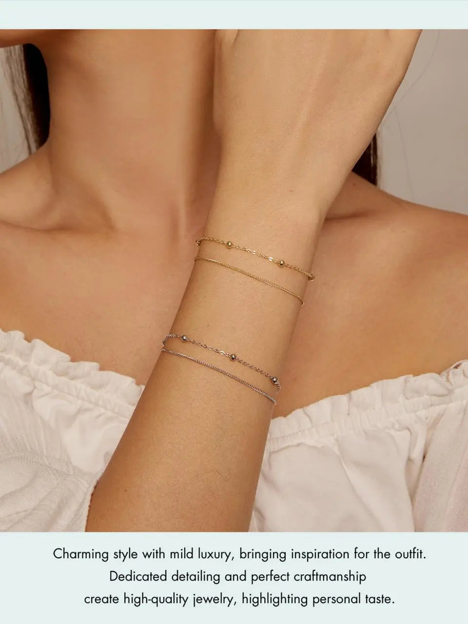 Double Chain Bracelet with Round Beads