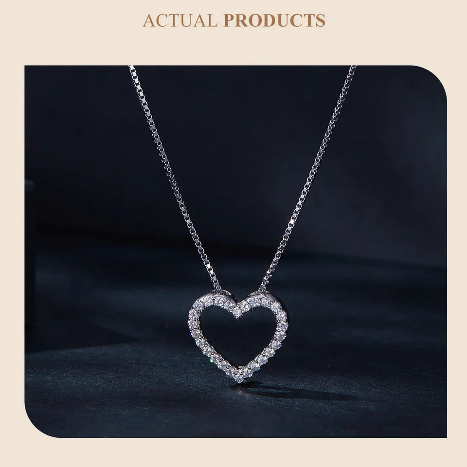 Silver Heart Moissanite Necklaces