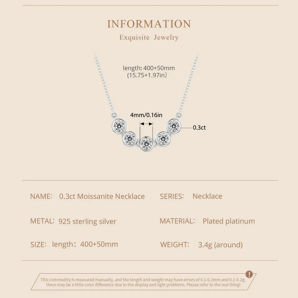 Silver Round Moissanite Necklace