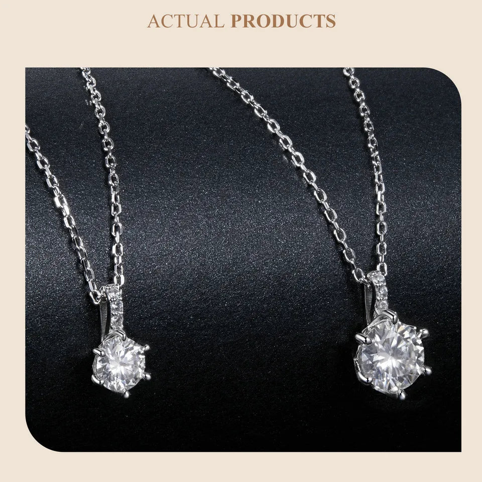 Moissanite Pendant Necklace Silver