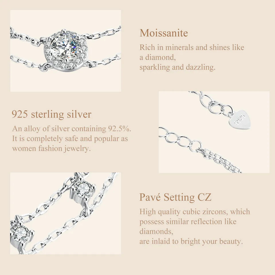Halo Moissanite Double layer Bracelet