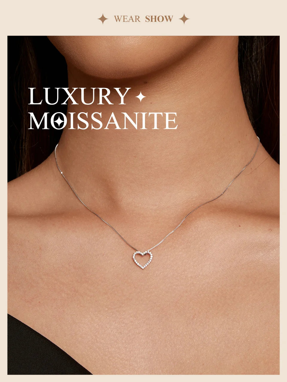 Silver Heart Moissanite Necklaces