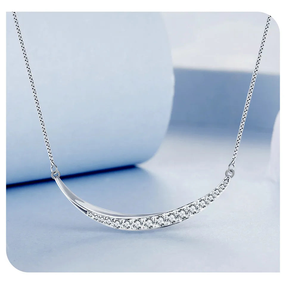 Silver Classic Moon Necklace, Hypoallergenic Jewelry