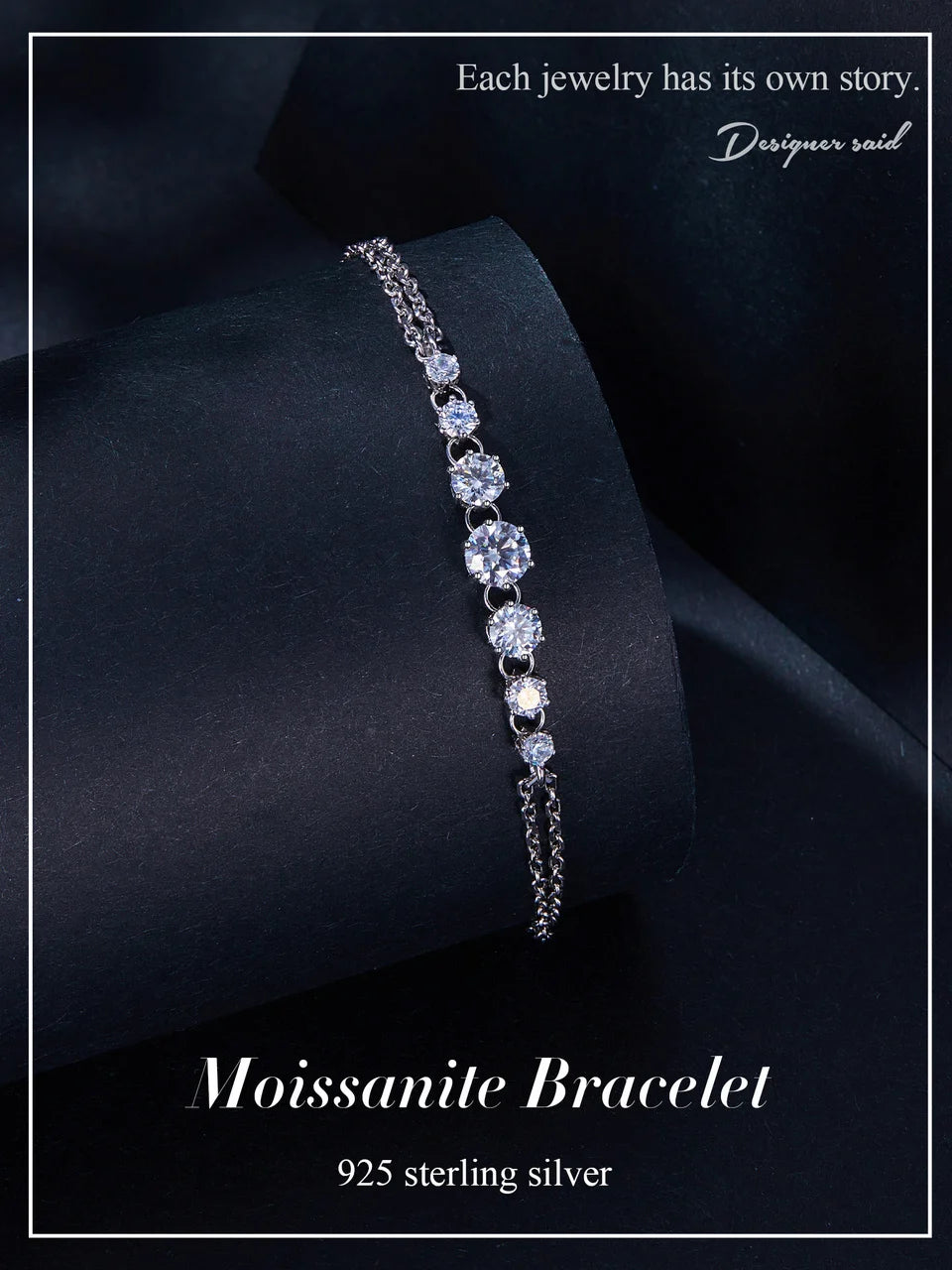 Moissanite Bracelet Adjustable