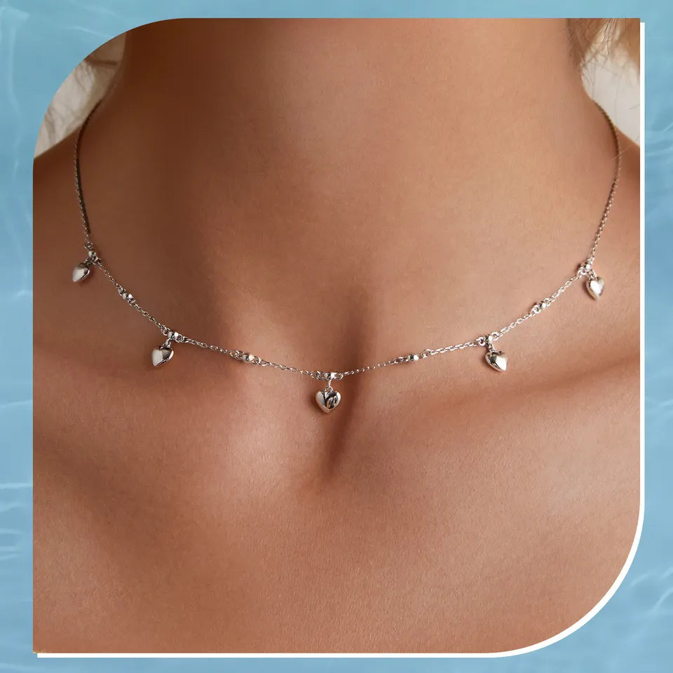 Silver Necklace Stackable Clavicle Sparkling Zircon