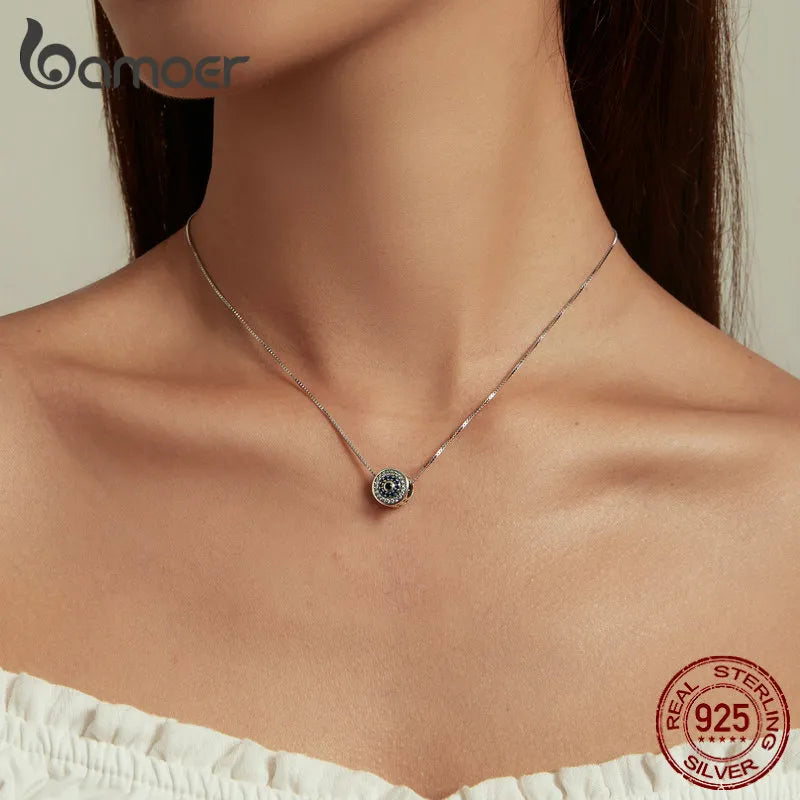 Silver Blue Crystal Evil Eye Necklace Lucky Eye