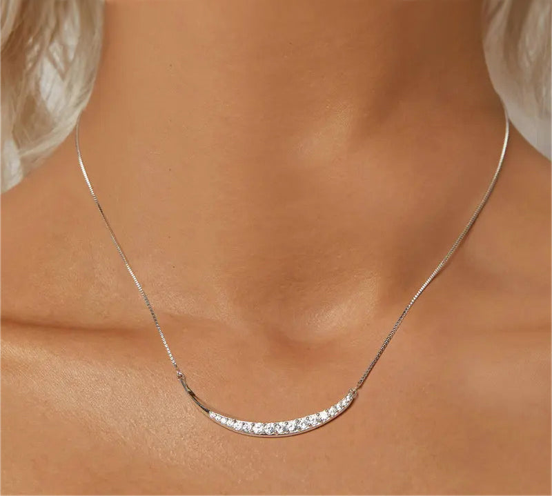 Silver Classic Moon Necklace, Hypoallergenic Jewelry