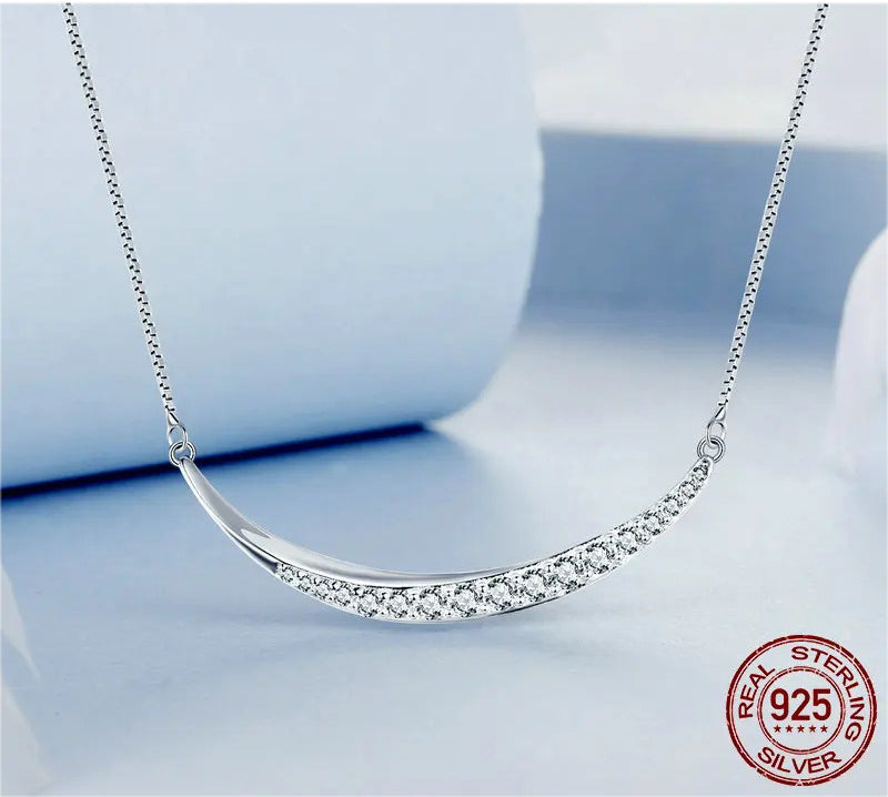 Silver Classic Moon Necklace, Hypoallergenic Jewelry