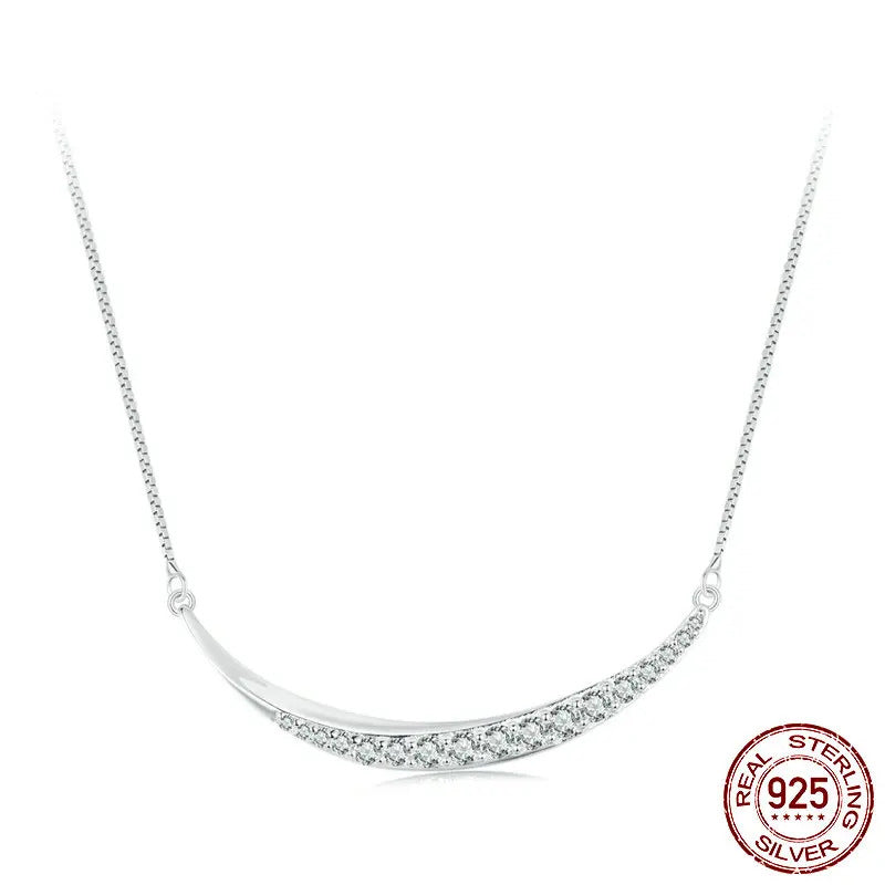 Silver Classic Moon Necklace, Hypoallergenic Jewelry