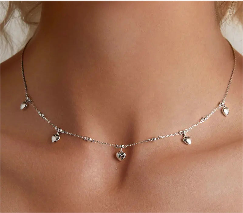 Silver Necklace Stackable Clavicle Sparkling Zircon