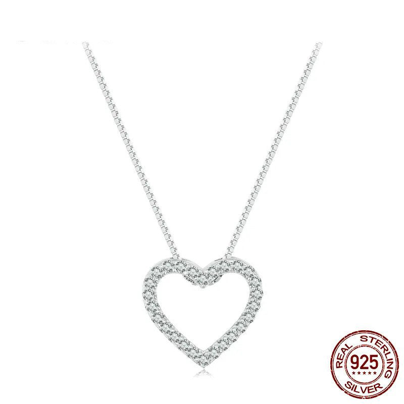 Silver Heart Moissanite Necklaces