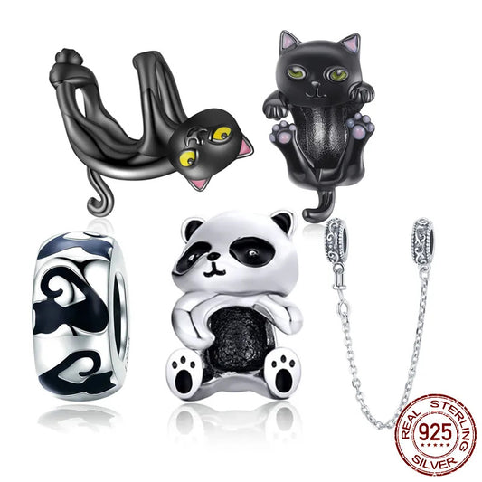 Silver Charm Beads (Cat, Panda)