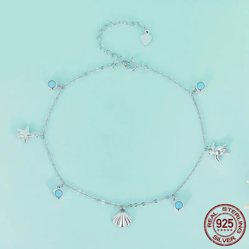 Silver Summer Ocean Anklet