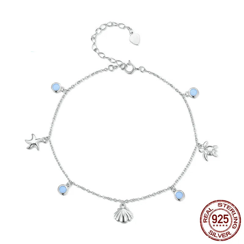 Silver Summer Ocean Anklet